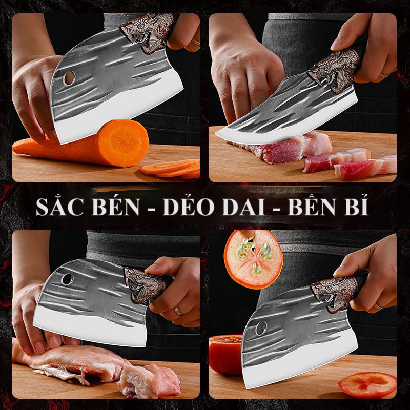 [Thép Không Rỉ] Bộ 3 Dao Bếp Long Tuyền Chuyên Chặt, Thái, Lọc, Lưỡi Dao Sắc Bén, Cứng Và Bền Vượt Trội, Chống Bám Dính Thực Phẩm, Chống Cong Vênh Sứt Mẻ Trong Thời Gian Dài Sử Dụng
