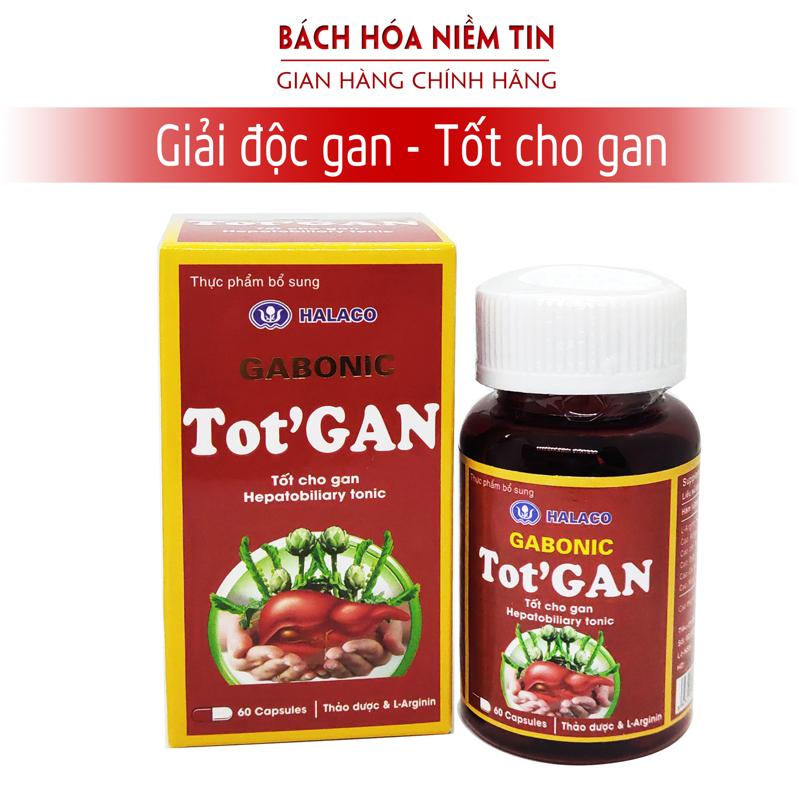 Viên uống giải độc gan GABONIC TOT GAN - Giải độc gan hiệu quả từ thảo dược an toàn hiệu quả - tăng cường chức năng gan - Hộp 60 Viên chuẩn GMP