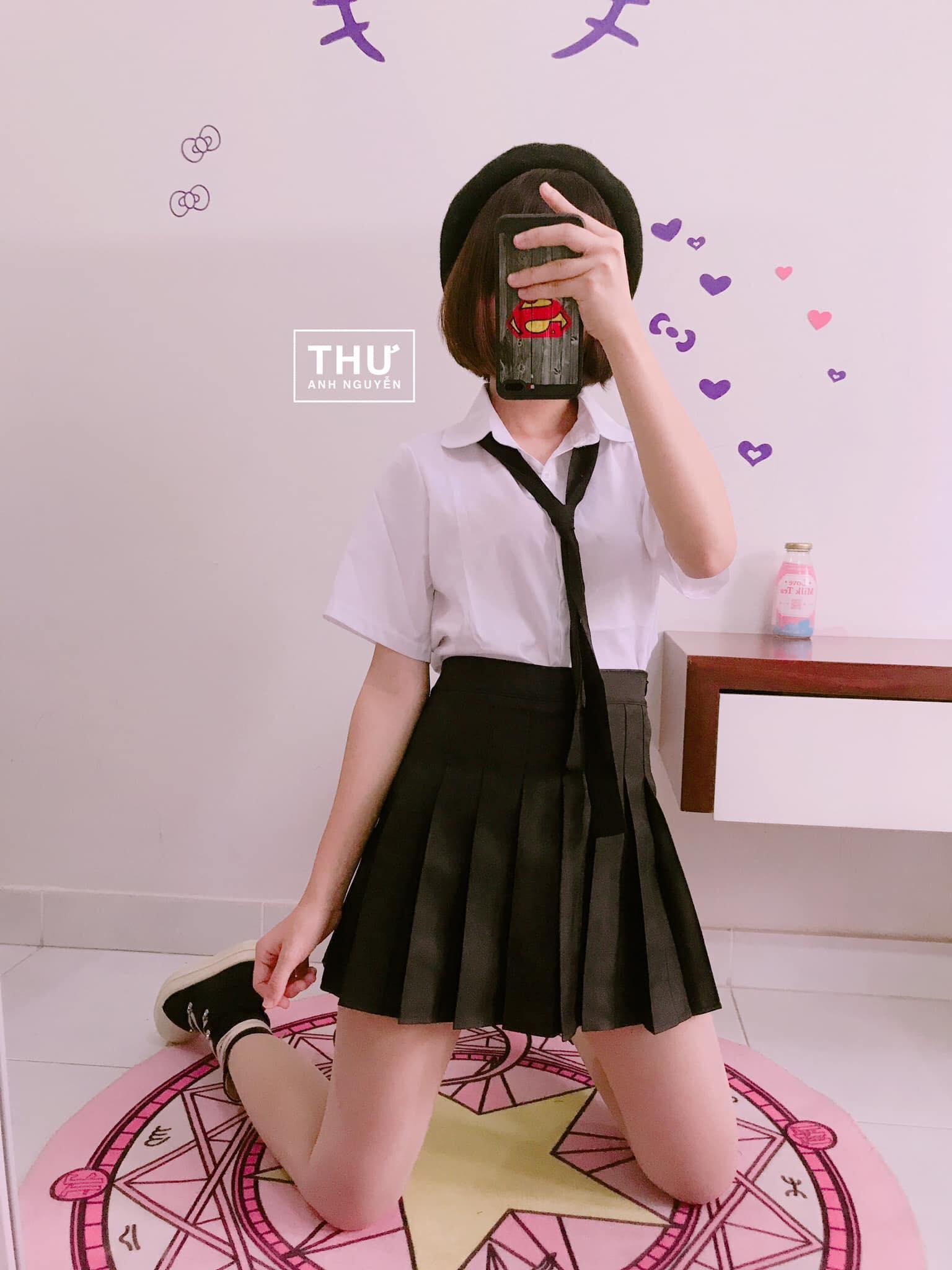 Set ulzzang học sinh tay ngắn cavat dây