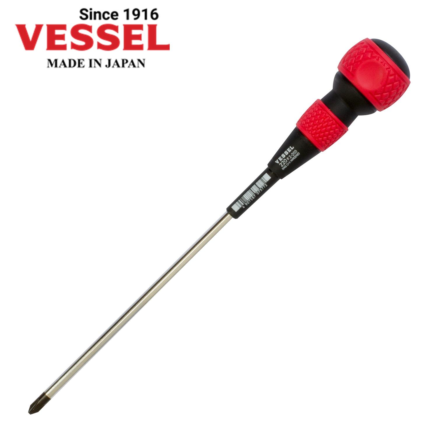 Tô vít tay tròn Vessel Nhật Bản No.220 +2x200 Chống trơn và truyền lực tốt