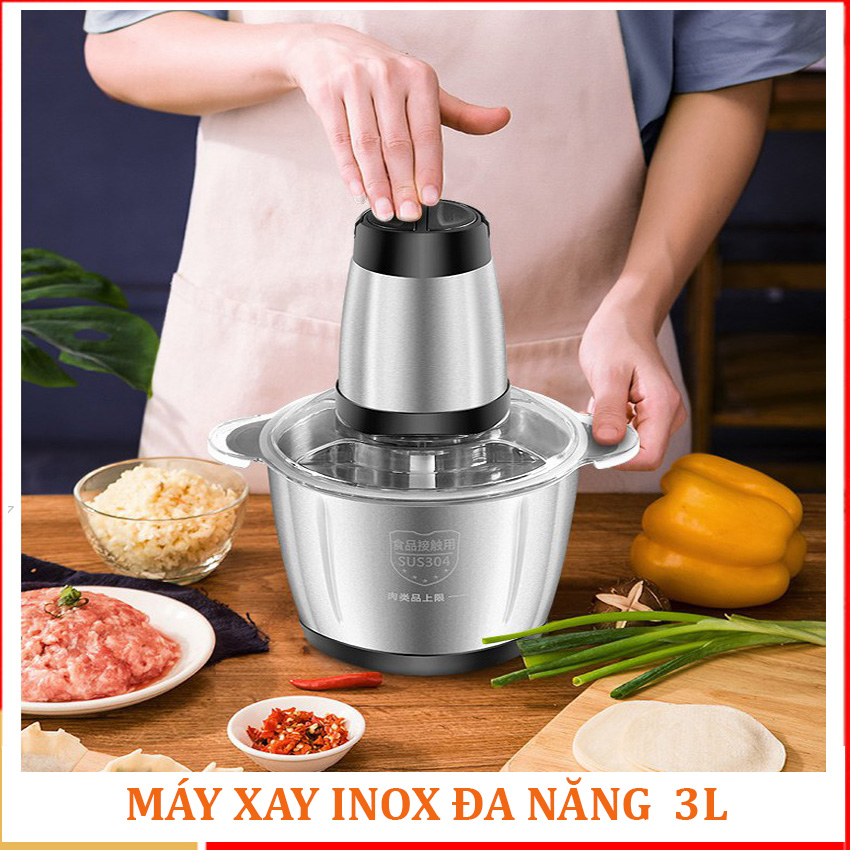Máy xay đa năng kèm 2 bộ dao - Chất liệu INOX công suất 300W Dung tích 3L và 2L, Máy xay thực phẩm mua loại nào công suất lớn - Giảm giá tới 50% - Bảo hành 1 đổi 1 toàn quốc
