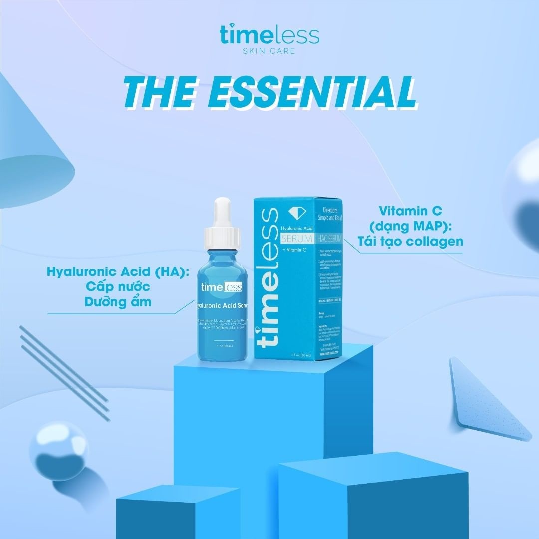 Serum timeless ha + vitamin c cấp ẩm, làm sáng da 30ml hyaluronic acid vitamin c serum