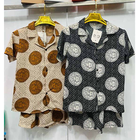 Bộ đồ pijama lụa, bộ đồ ngủ lụa cộc tay họa tiết cực đẹp