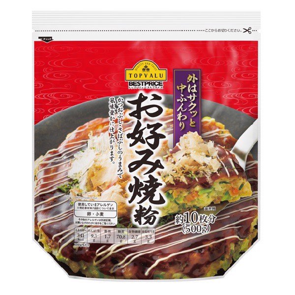Bột Làm Bánh Xèo Nhật Okonomiyaki topvalu Gói 500g