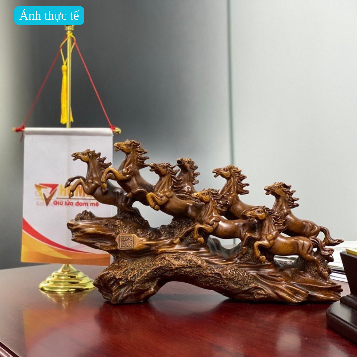 Tượng Bát Mã Truy Phong để bàn kích thước 50x20x29cm, Tượng Mã đáo thành công trang trí nhà cửa, quà tặng cao cấp, Mã T06