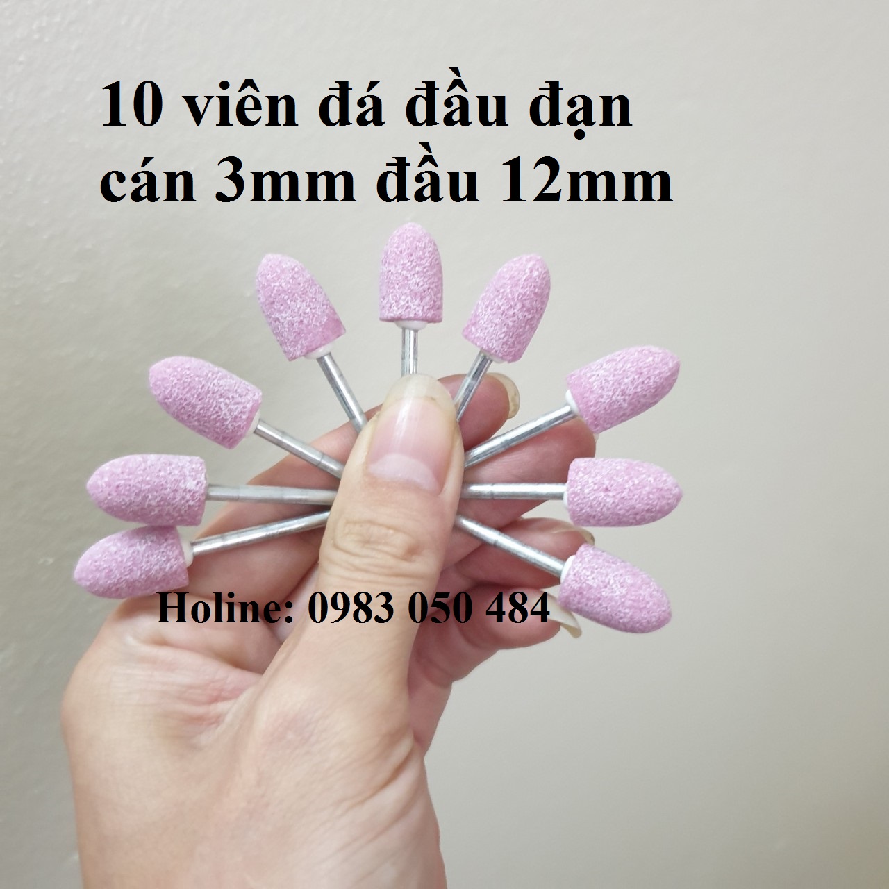 đá mài hình trụ tròn đầu 3x12mm -10 Mũi đá mài mini 3ly