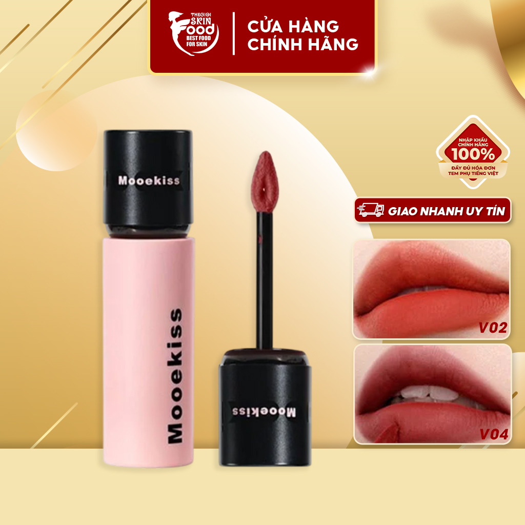 Son Kem Bùn Lì Mịn, Lâu Trôi Mooekiss Velvet Lip Mud ThegioiSkinfood
