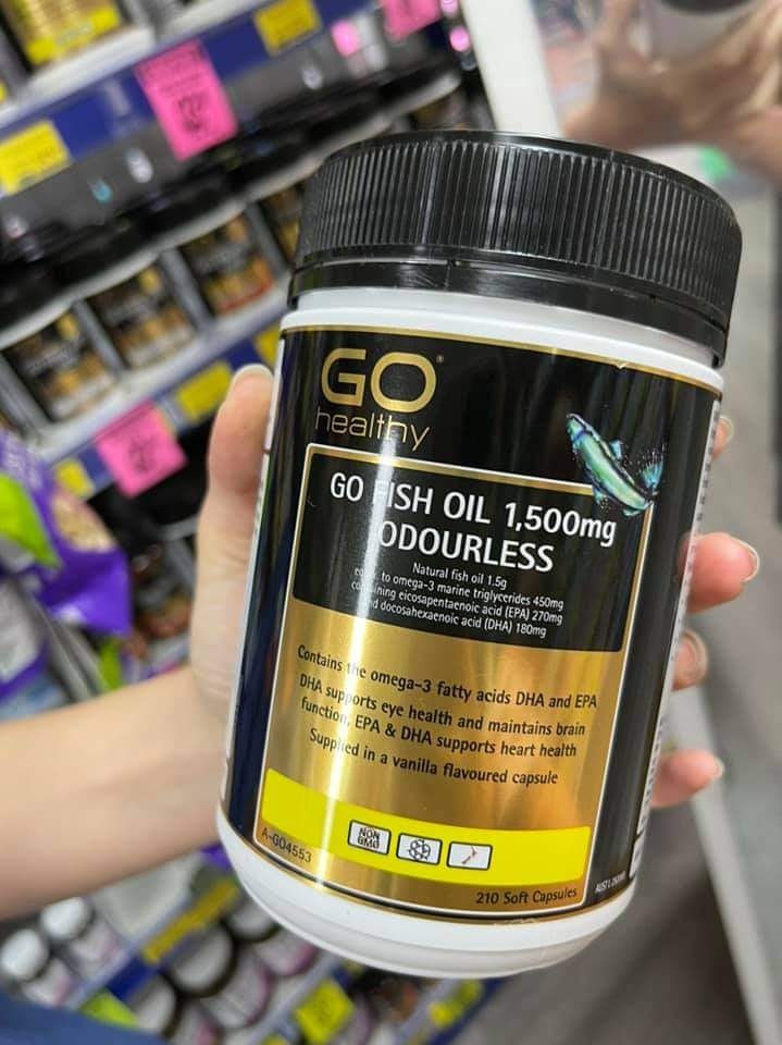 DẦU CÁ KHÔNG MÙI BỔ SUNG EPA, DHA GO HEALTHY GO FISH OIL 1500 MG COMPACT ODOURLESS 210 VIÊN