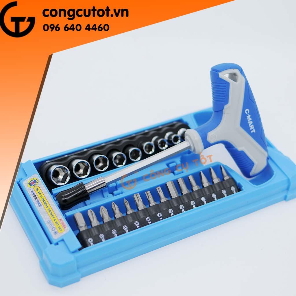 Bộ tuýp và tuốc nơ vít đa năng 25 chi tiết c-mart k0006a