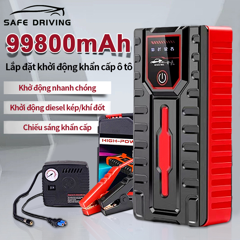 Bộ kích điện kèm bơm lốp ô tô, bộ kích nổ bình ắc quy dung lượng 99800mAh
