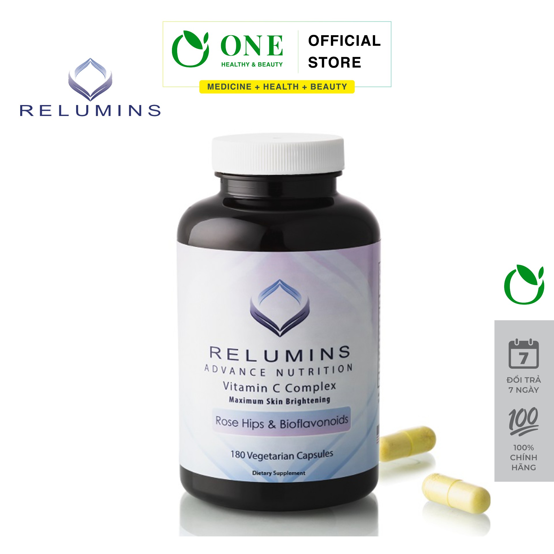 Viên uống trắng da Relumins Vitamin C Complex của Mỹ 60, 180 Viên