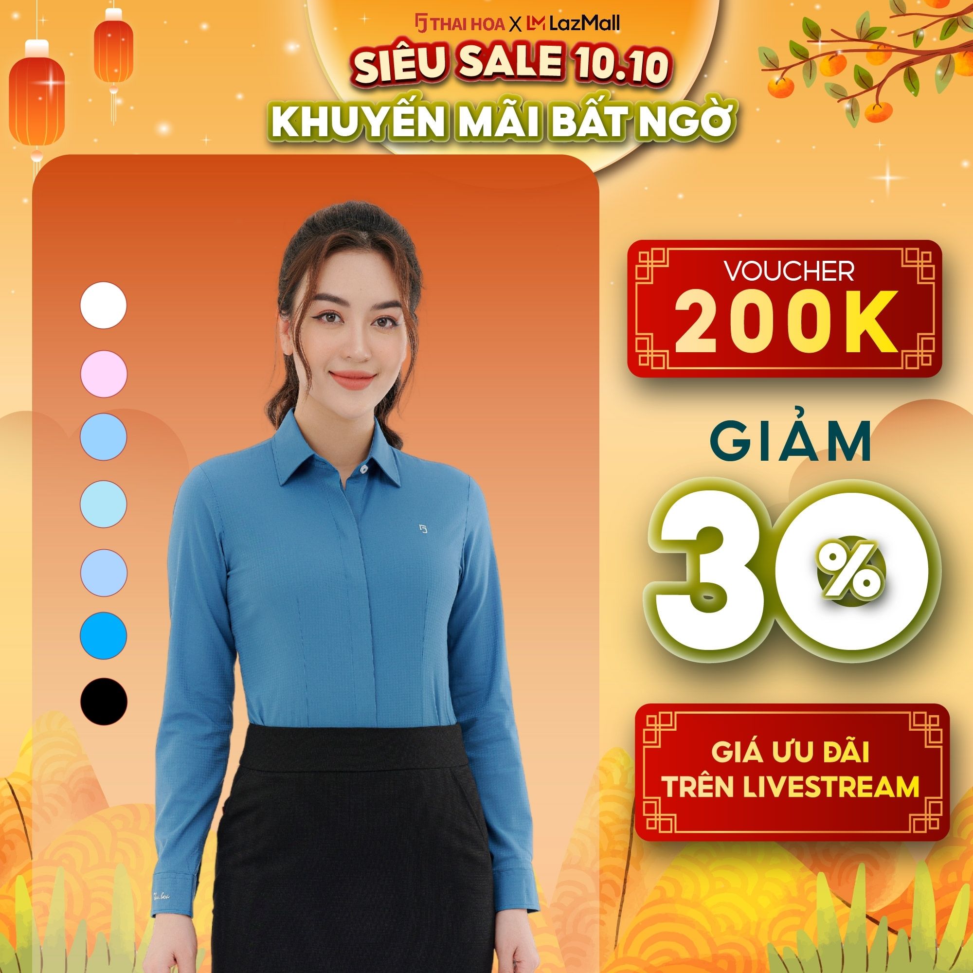 Áo sơ mi nữ dài tay công sở nhiều màu vải kẻ chìm sợi tre cao cấp Thái Hòa ASW0101-R12