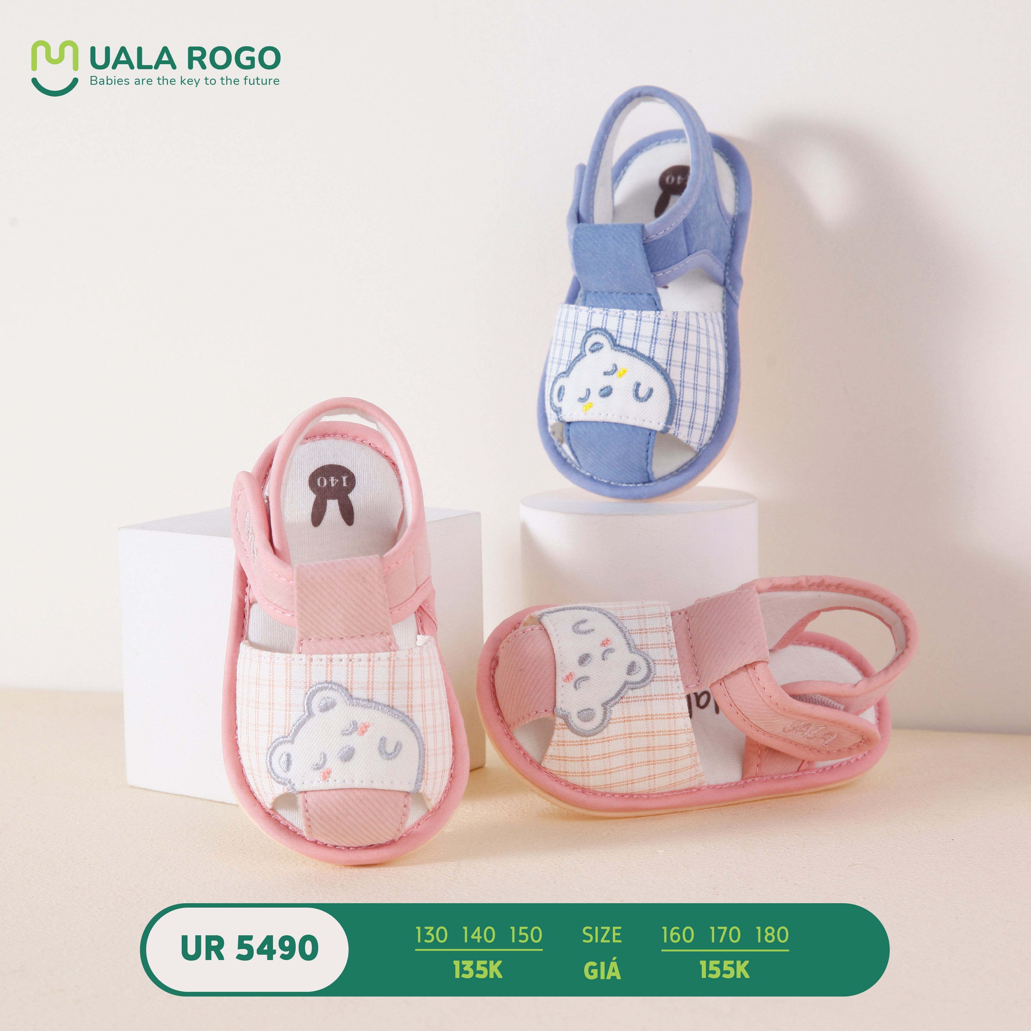 [HCM]Dép Tập Đi CaoSu Non UalaRogo - Gấu ngủ khì - UR5490