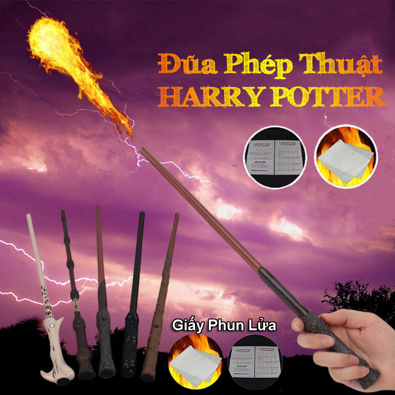 Đũa Phép Thuật Harry Potter Phóng Ra Lửa Bằng Giấy Phép Thuật Với 8 Phiên Bản Đũa Giống Trong Phim