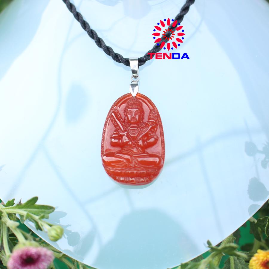 Dây chuyền mặt đá, Phật Hư Không Tạng Bồ Tát_ Phật hộ mệnh cho tuổi Sửu_Mặt Phật đá phong thủy_ Phật bản mệnh, Mặt Phật Đá Mã Não Đỏ (2,4 x 3,6 cm)