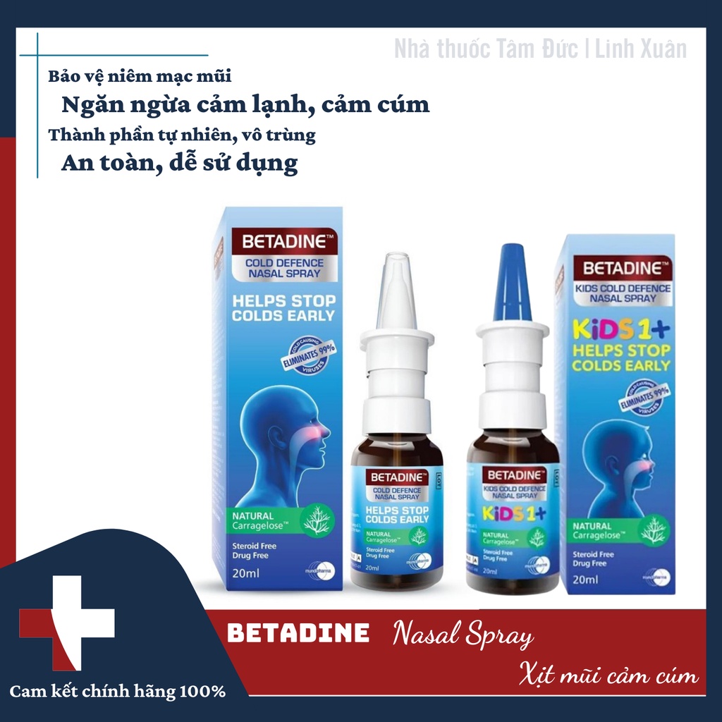 Betadine cold defence nasal spray 20ml - dung dịch xịt mũi ngừa cảm cúm