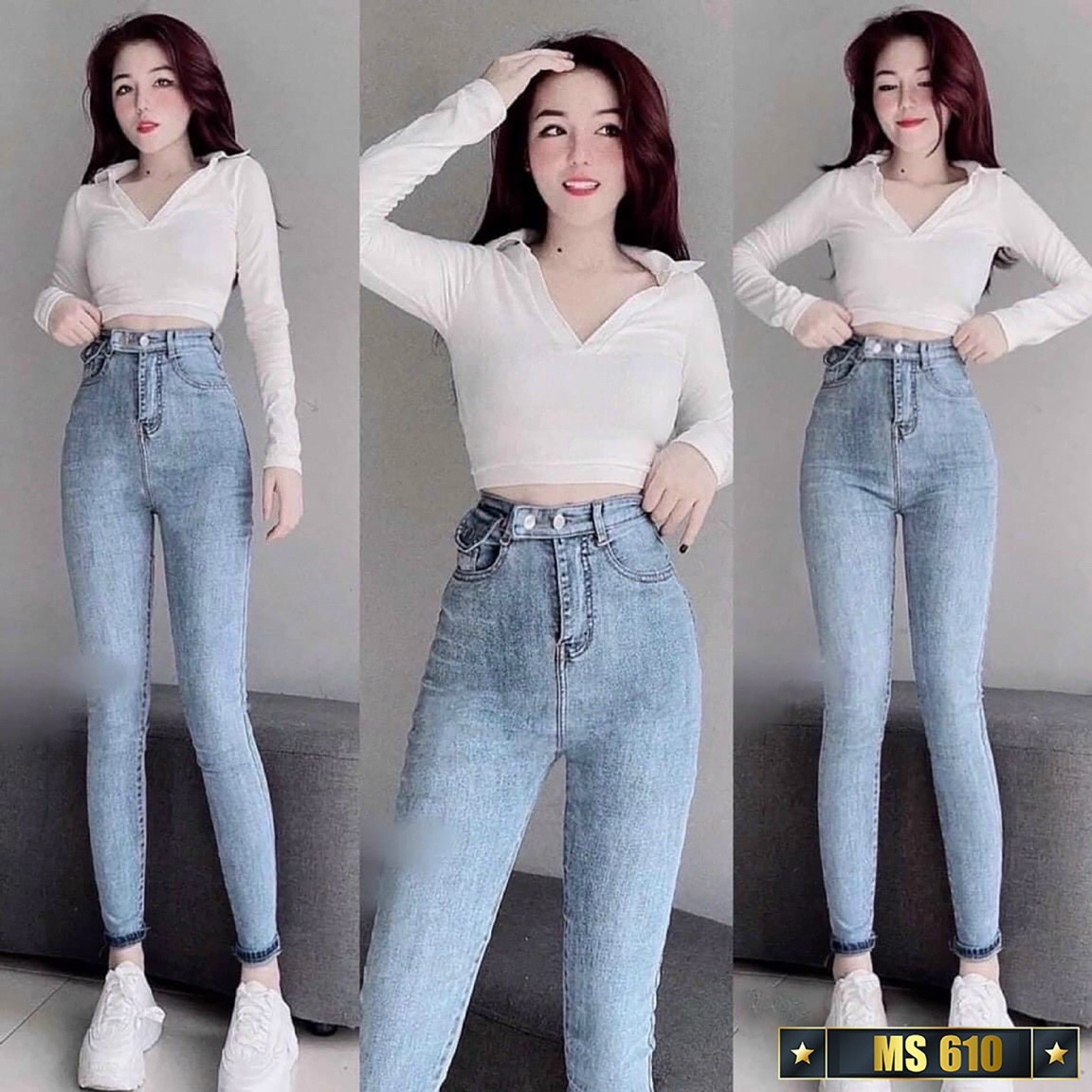 Quần jean nữ lưng cao skinny ôm dáng, quần bò nữ đẹp cao cấp (kèm hình thật) mẫu mới thời trang X-H Fashion - JMN610