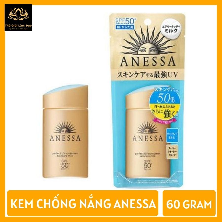 Kem chống nắng Shiseido Anessa Sunscreen Perfect UV Nhật Bản dạng sữa 60ml kcn kiềm dầu nâng tone trắng da mặt toàn thân body đi bơi biển