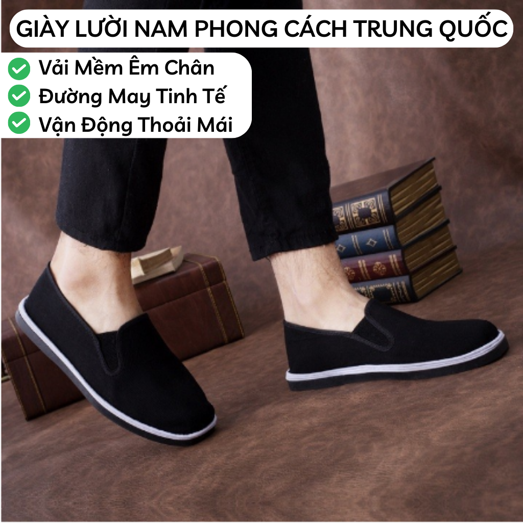 Giày lười vải nam nữ, giày lười đế cao su mềm size 36 đến 45