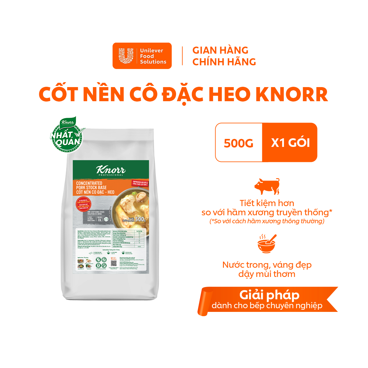  Cốt Nền Cô Đặc Heo Knorr Professional 500g - Chuyên Dùng Cho Nấu Ăn 