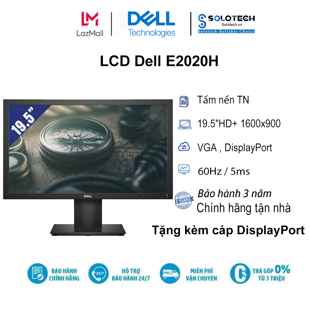 Màn hình máy tính lcd dell e2020h 19.5"hd+ 1600x900/tn/60hz/5ms - hàng chính hãng new 100%