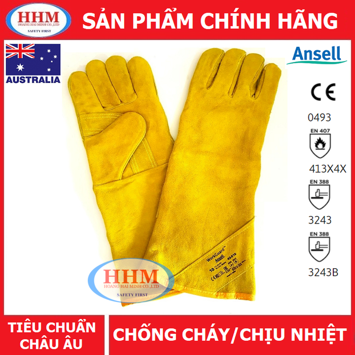 Găng tay da thợ hàn ansell 43-216