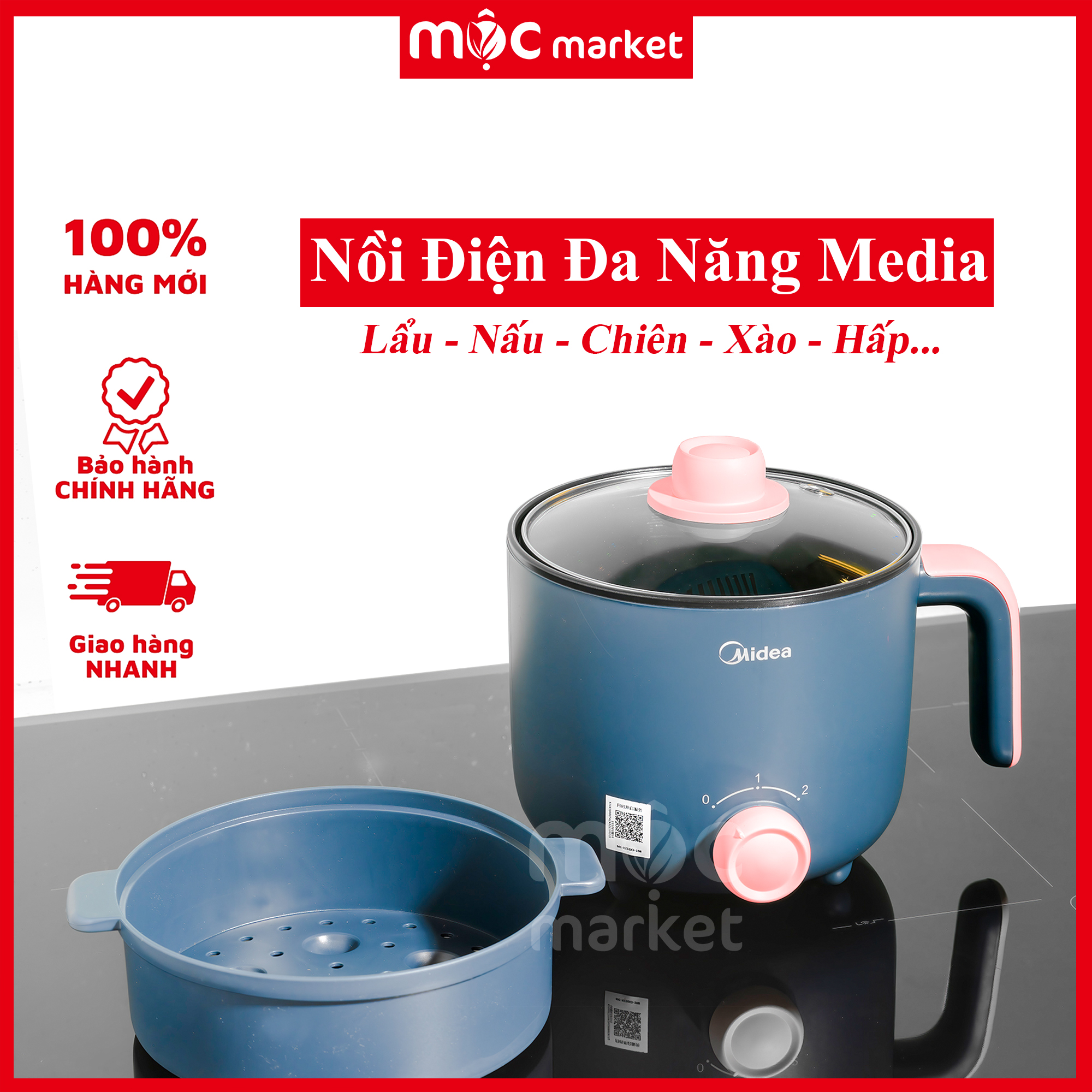 Nồi điện đa năng midea dy16easy101 1.2l nồi lẩu điện mini đa năng - hàng chính hãng - có bảo hành