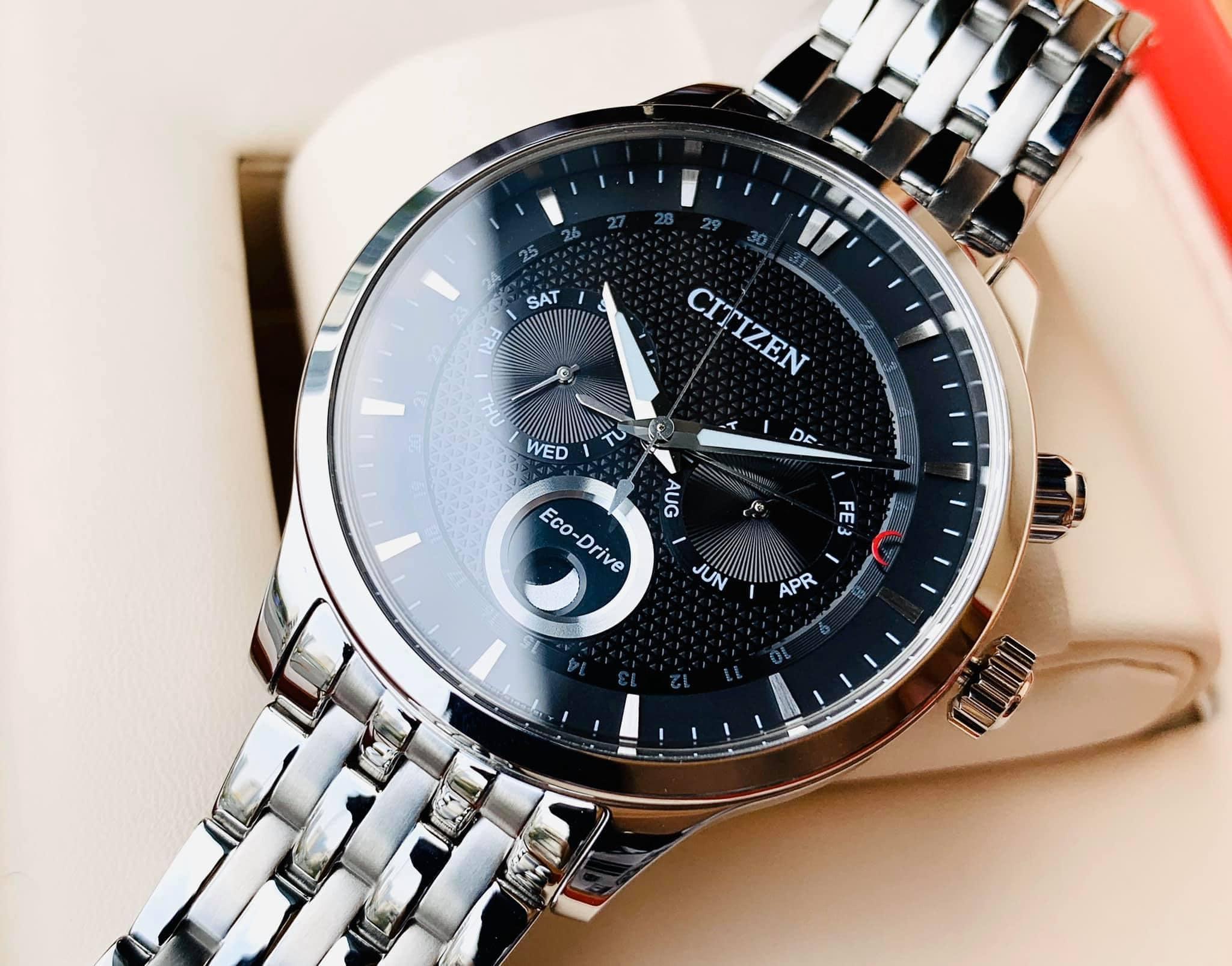 [HCM]Đồng hồ Nam Citizen Eco-Drive năng lượng ánh sáng kính shapphire dây thép không gỉ AP1050-56E