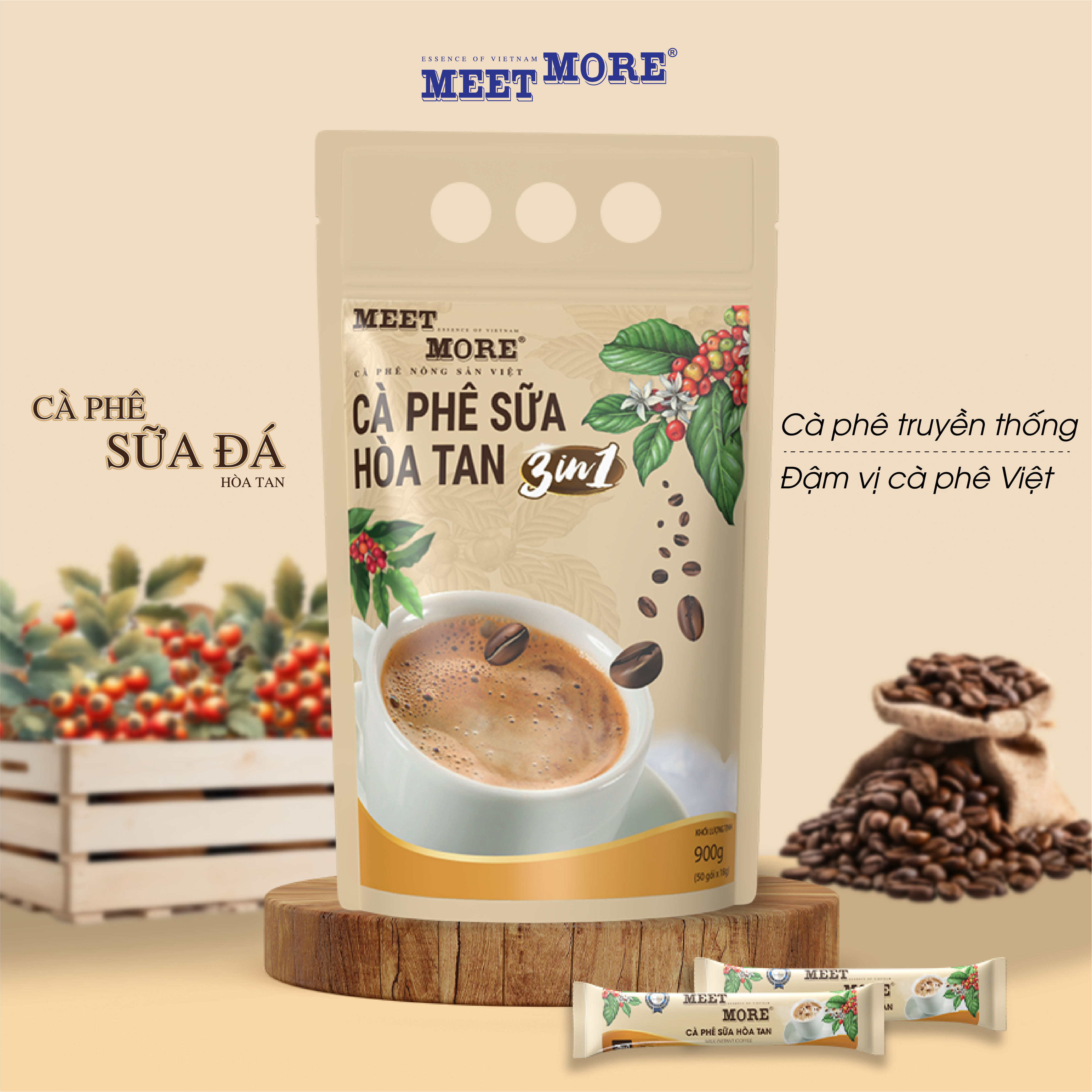Bịch cà phê hòa tan sữa đá Meet More