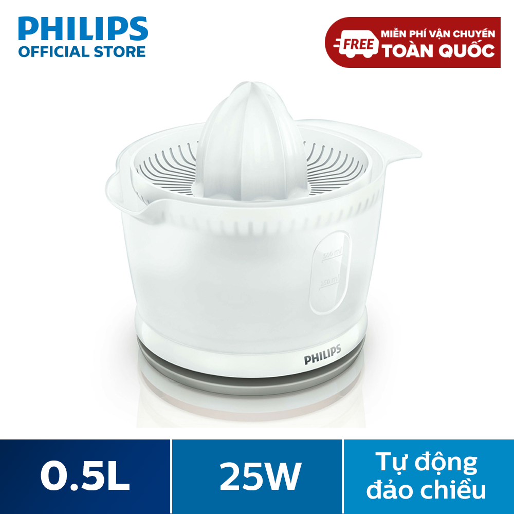 Máy Vắt Cam Philips HR2738/00 (Trắng) -25W-0.5 Lít, Giúp Vắt Nước Trái Cây Tươi Ngon Dễ Dàng- Hàng Phân Phối Chính Hãng