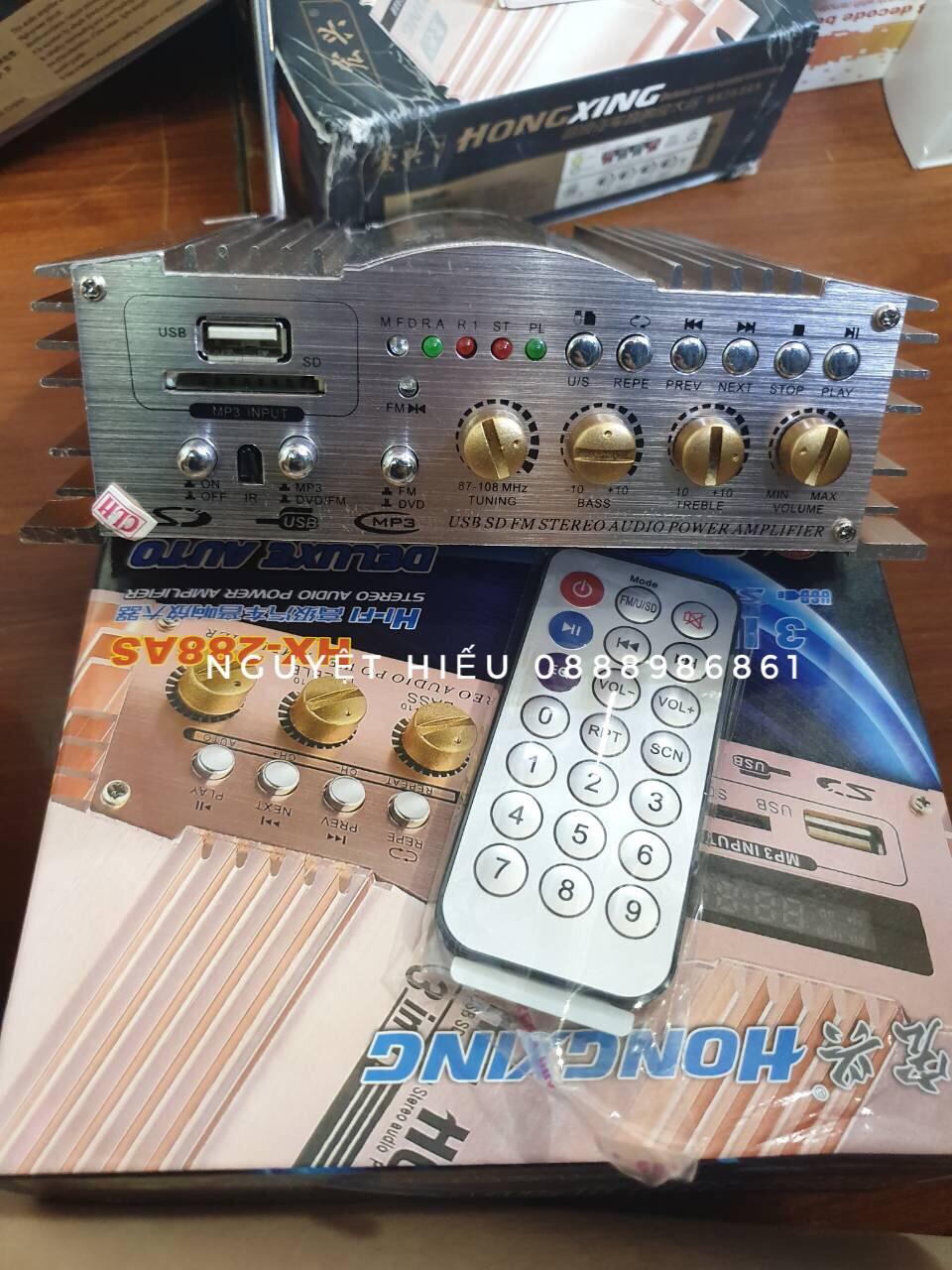 Ampli Hongxing HX-288AS không kèm nguồn hỗ trợ thẻ nhớ, Radio, USB kết nối đầu vào jack audio 3.5