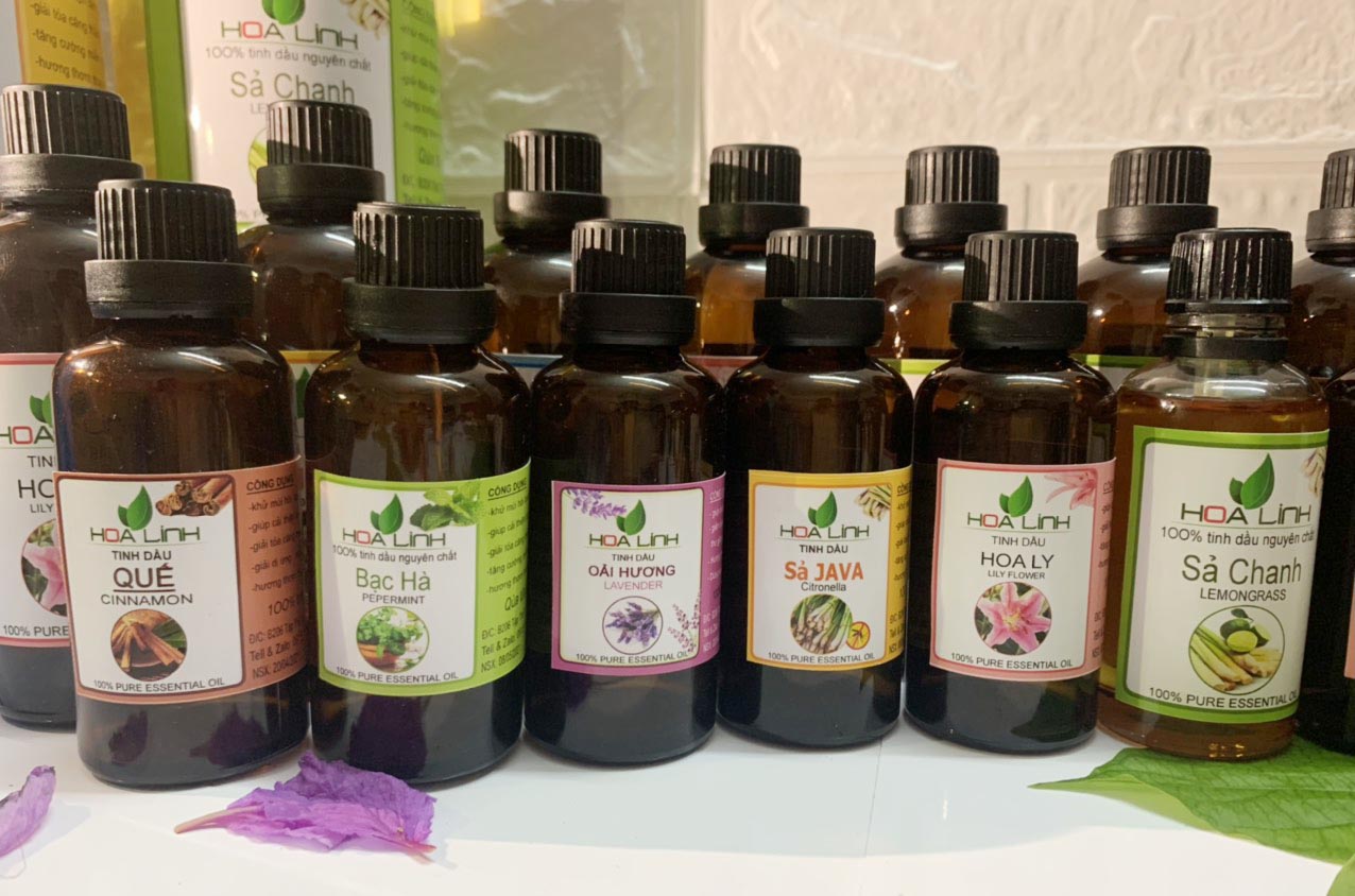 Chai 30ML - Tinh dầu HOALINH nguyên chất 100% : Sả chanh, Quế. Bạc Hà, Hoa hồng, Ly.....XÔNG PHÒNG, XÁT KHUẨN,THƯ GIÃN