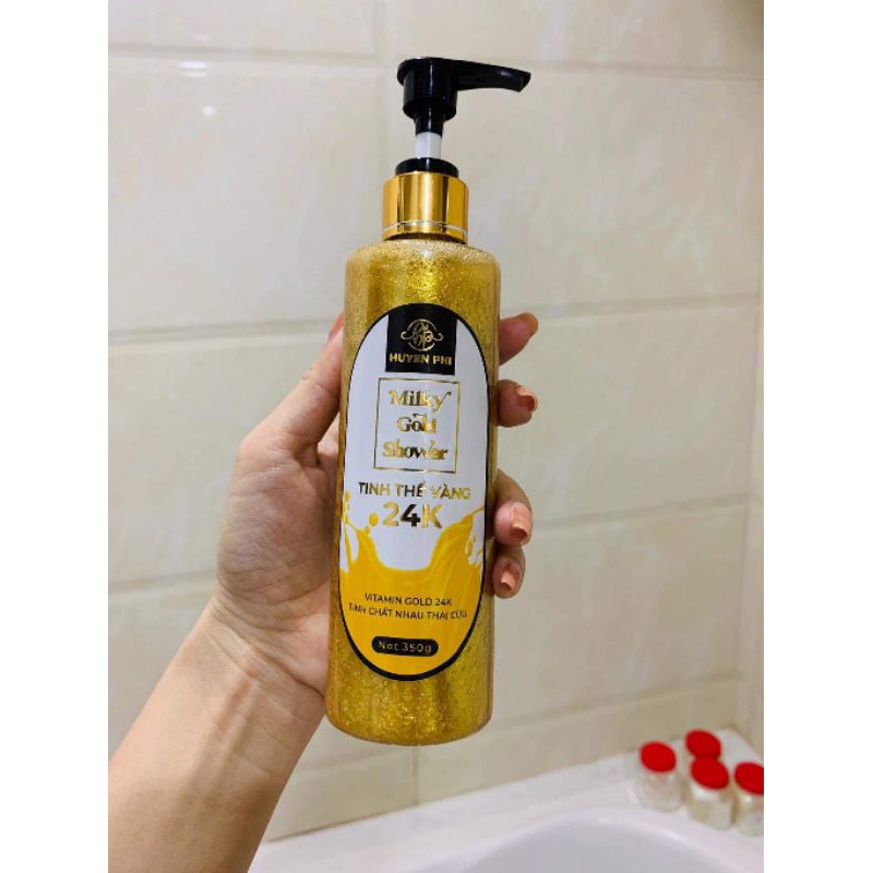 SỮA TẮM DƯỠNG TRẮNG DA MILKY GOLD SHOWER TINH THỂ VÀNG 24K TINH CHẤT NHAU THAI CỪU [ MUA 1 TẶNG 1 ] LÀM TRẮNG DA , TĂNG CƯỜNG ĐỘ ẨM CHO DA . CAM KẾT CHÍNH HÃNG , GIÁ SỈ