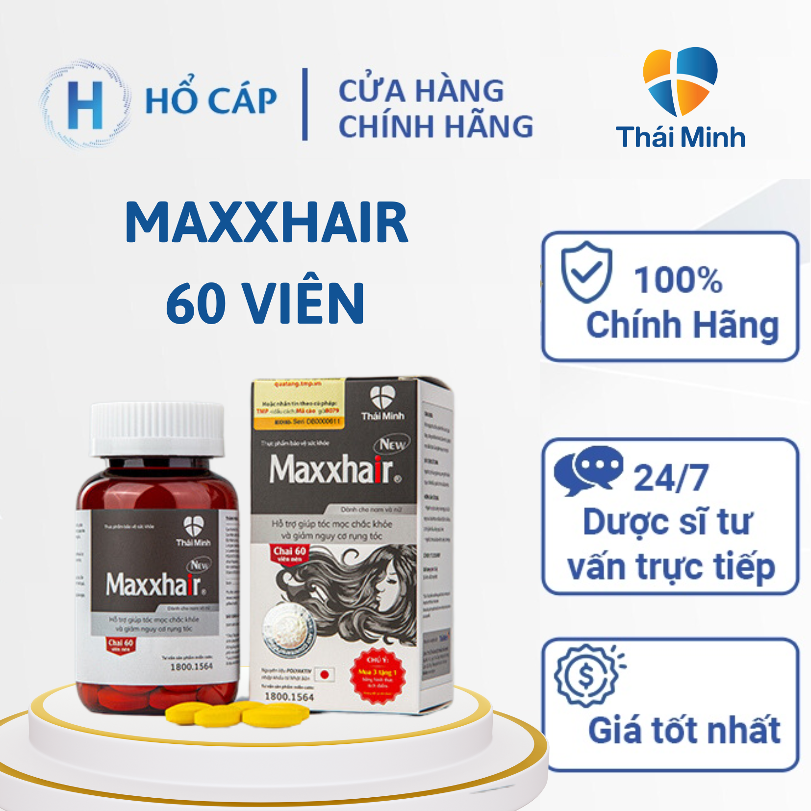 CHÍNH HÃNG Viên Uống Maxxhair - Hỗ trợ tóc mọc chắc khỏe