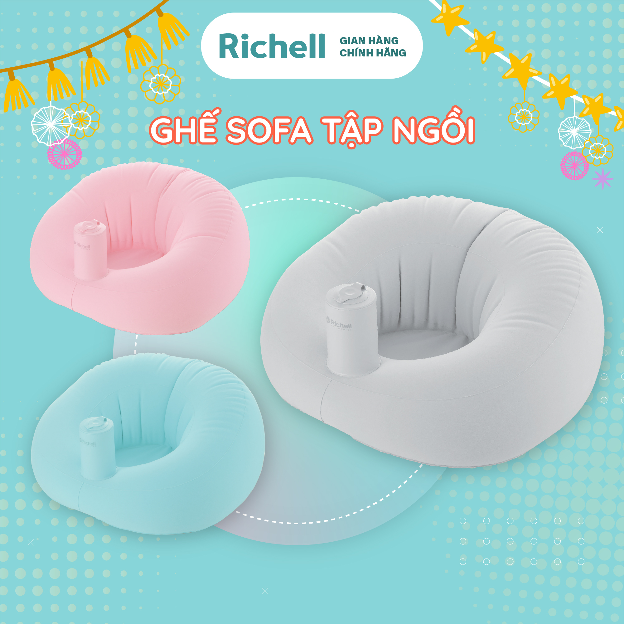 Ghế sofa tập ngồi RICHELL không cần dụng cụ bơm | Baby