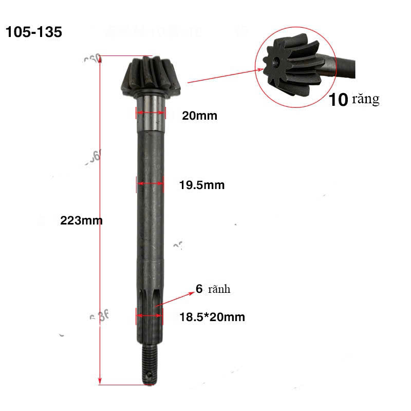 Trục Đứng Trục Cát Đăng , Trục Dứa Dài 10 Răng , Dứa Dài Máy Cày ( hg shop ) đồ máy cày trung quốc