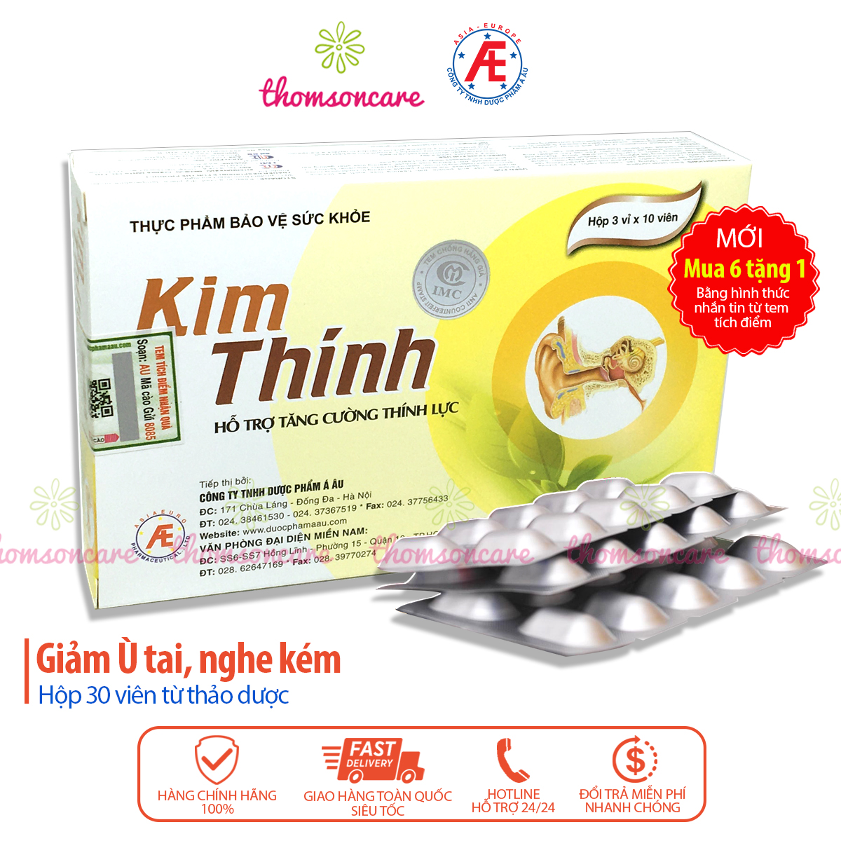 Kim thính - Có tem tích điểm, Tăng cường thính lực, giảm ù tai từ thảo dược