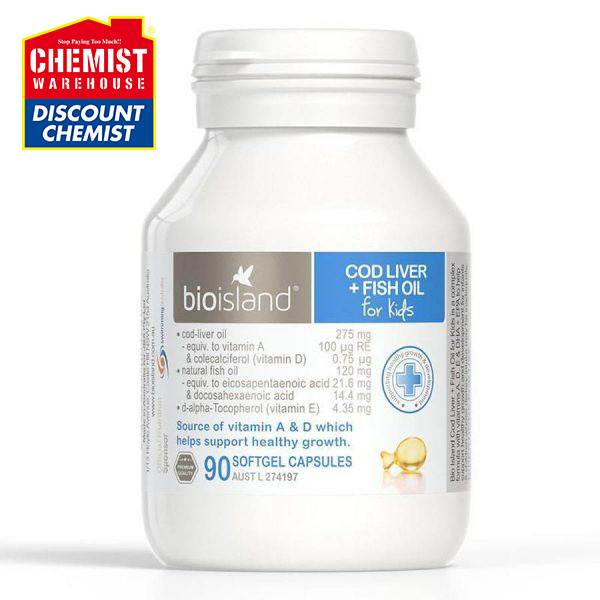Bio Island Cod Liver Fish Oil – Dầu gan cá tuyết giúp trẻ sáng mắt, thông minh 90v
