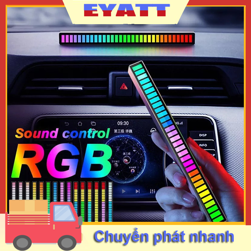 Dải đèn LED cảm ứng sáng tạo để bàn ô tô có nhịp điệu đồng bộ kích hoạt bằng giọng nói RGB theo nhịp điệu của âm nhạc