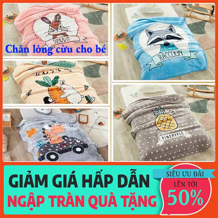 Chăn lông cừu cho bé Bộ chăn lông cừu kích cỡ 1m x 1m4 cao cấp siêu nhẹ siêu ấm bất chấp gió mùa
