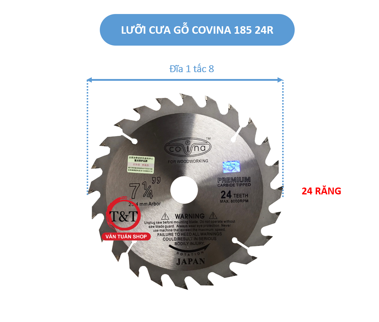 [HCM]Lưỡi cưa gỗ 180 24 răng COVINA