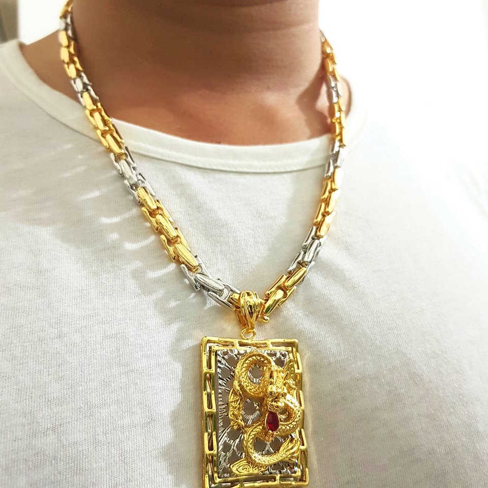 Dây Chuyền Nam Vuông Mặt Rồng 2 Màu + TẶNG LÁ BỒ ĐỀ MAY MẮN TÀI LỘC ĐỂ VÍ ĐIỆN THOẠI