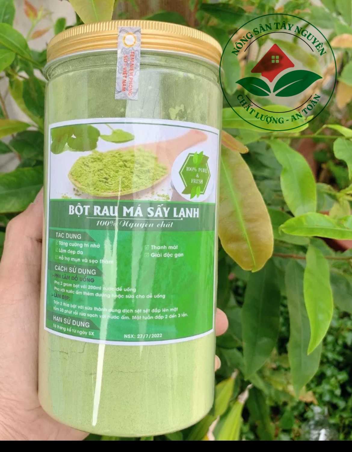 Bột rau má sấy lạnh nguyên chất hộp 500gr
