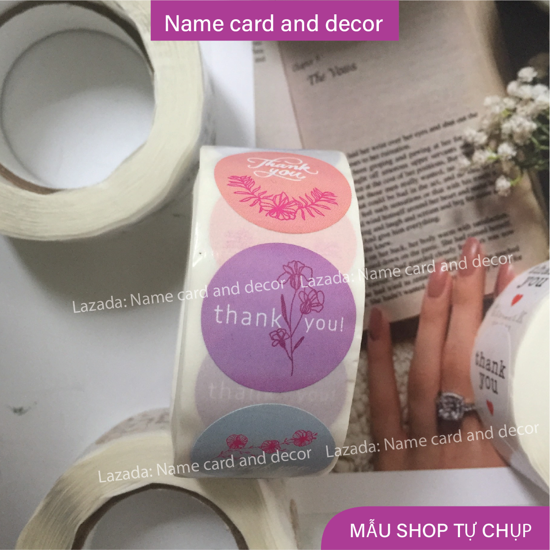 (combo 500 cái) sticker, tem dán cảm ơn khách hàng có sẵn tại shop, name card và decor, kích thước 2,5cm