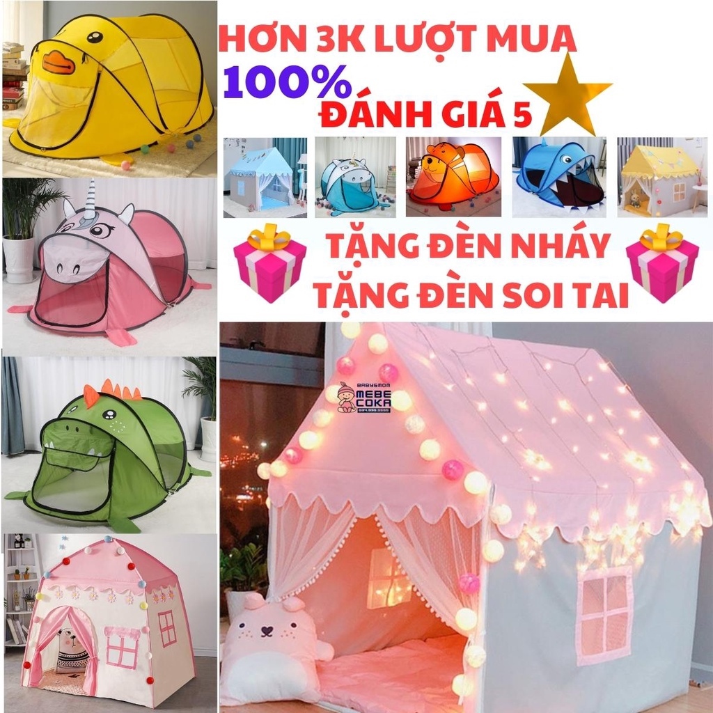[TẶNG ĐÈN NHÁY   ĐÈN SOI TAI] Lều cho bé công Chúa hoàng Tử lều tự bung KHÔNG CẦN LẮP GHÉP HÀNG LOẠI 1 CAO CẤP