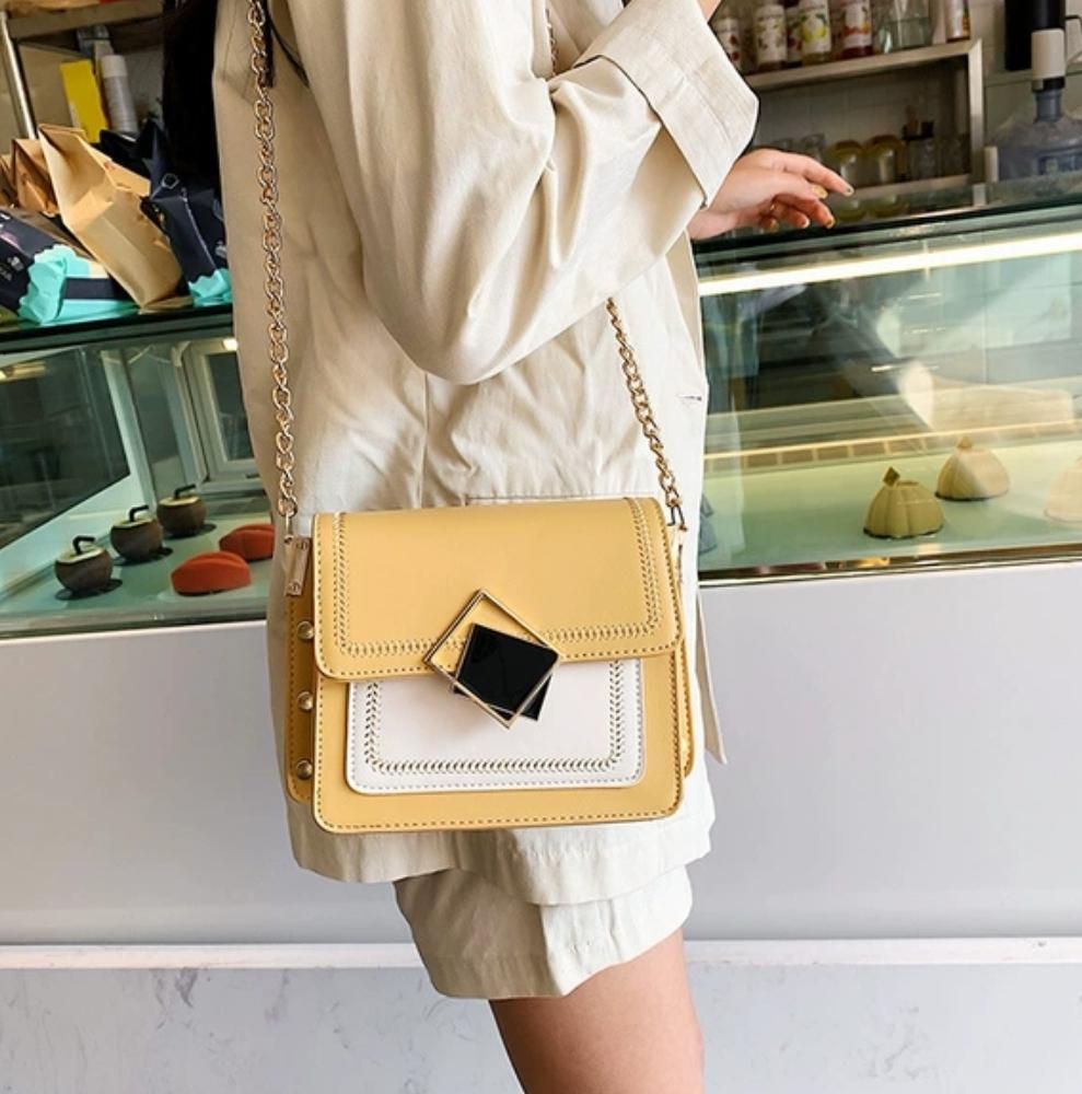 Túi nữ đeo chéo thời trang trộn màu khóa hình thoi cá tính mạnh mẽ TXBL91
