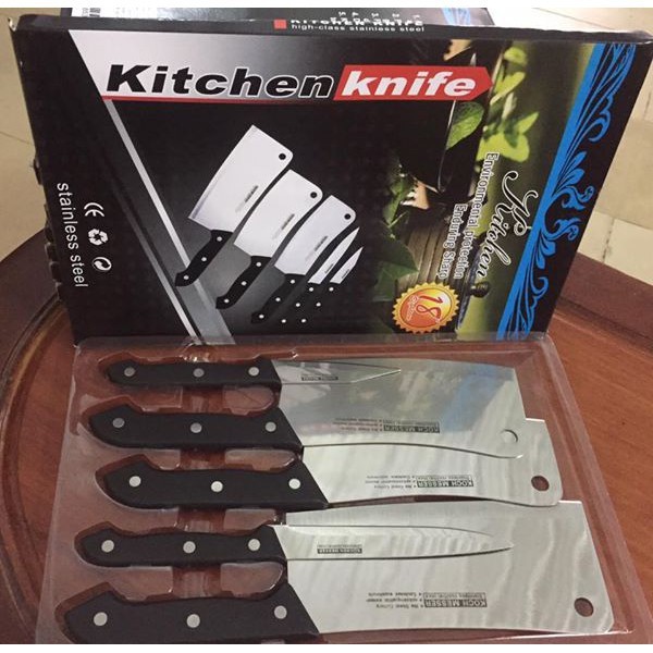 Dao kiwi thái lan bộ 5 cây- dao thái- dao nhà bếp- hàng chính hãng- dao thái dùng cho gia đình