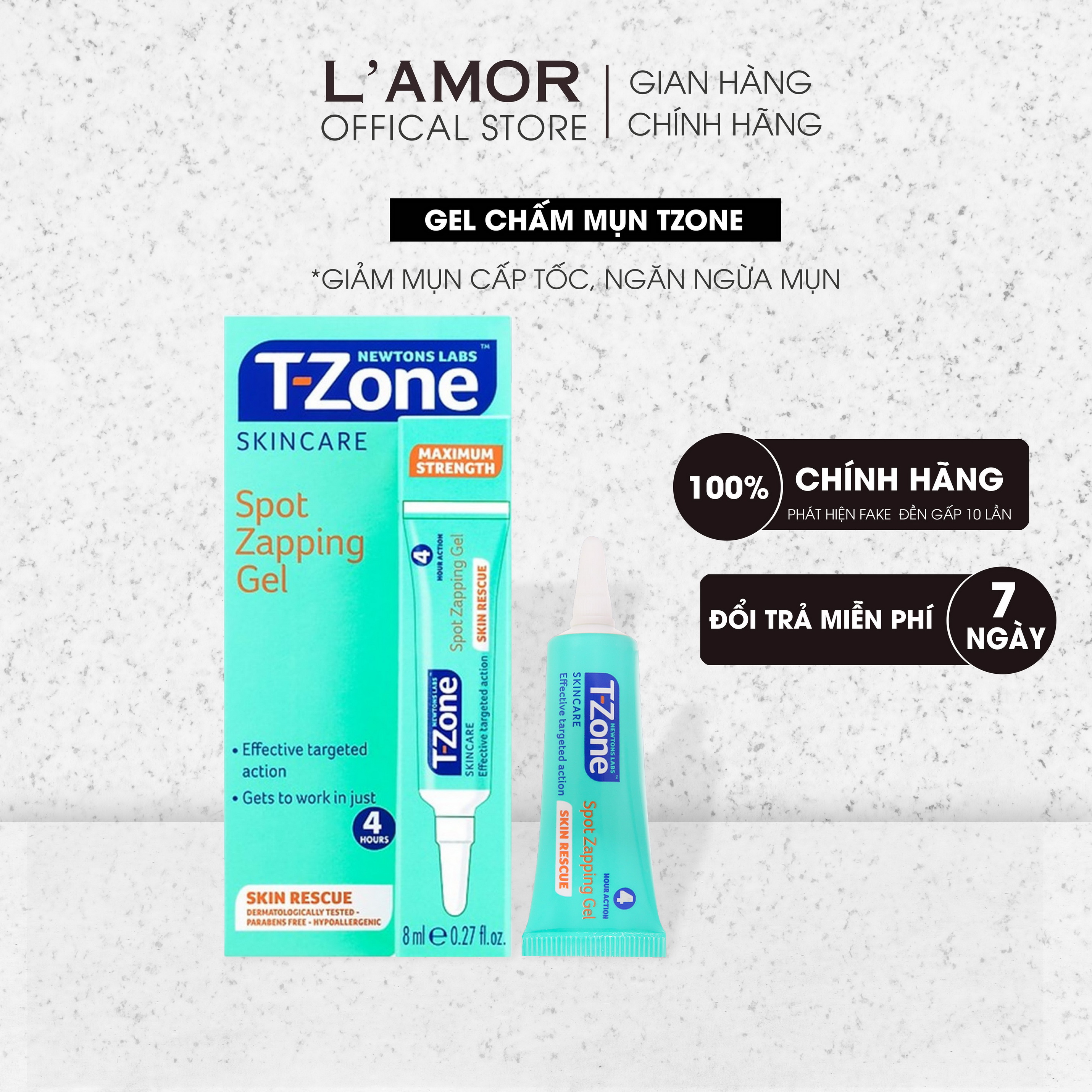 Gel chấm mụn giảm mụn cấp tốc, ngăn ngừa mụn tzone spot zapping gel 8ml