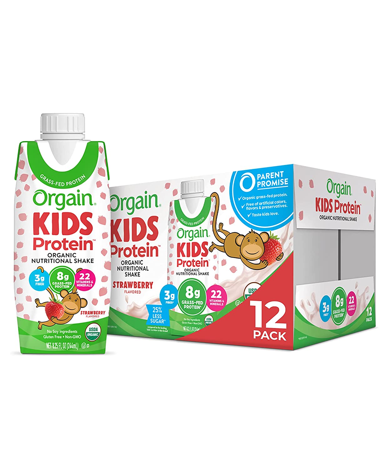 Orgain Kids Protein Strawberry 244ml x 12. Exp Oct 2025