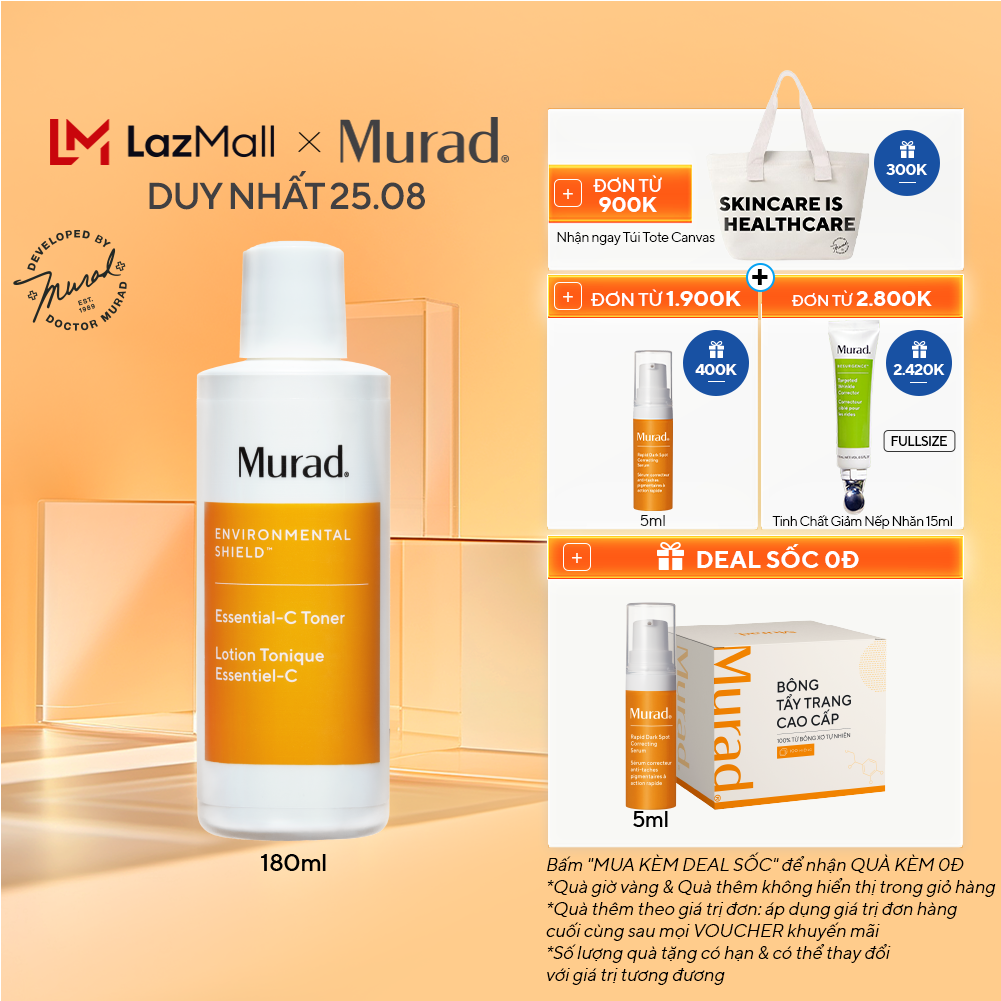Nước cân bằng khoẻ da murad essential-c toner 180ml